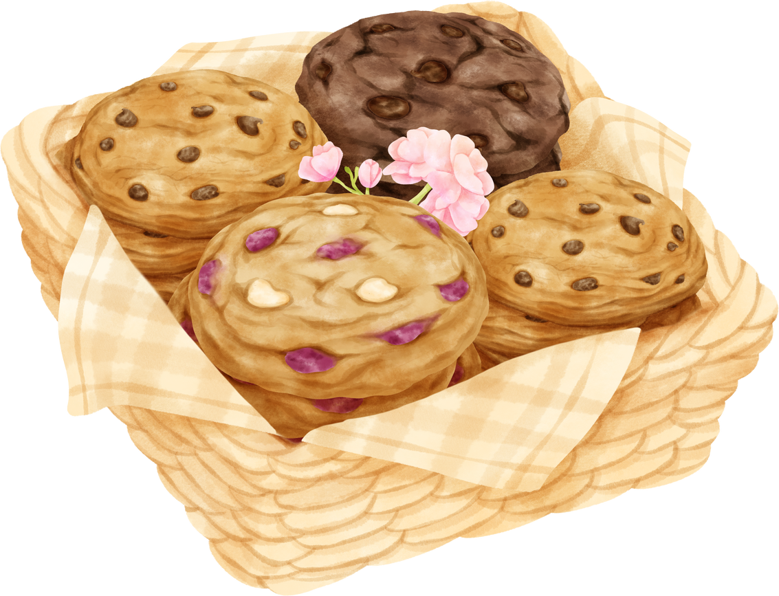 watercolor basket of cookies